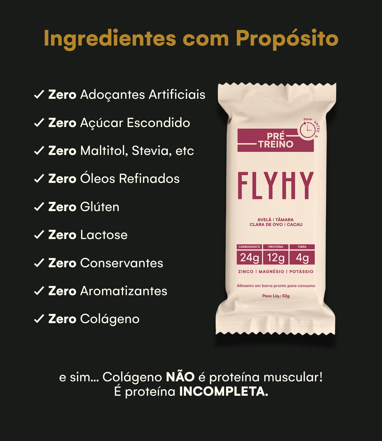 Barra de Proteína Natural – Avelã - 12 unidades