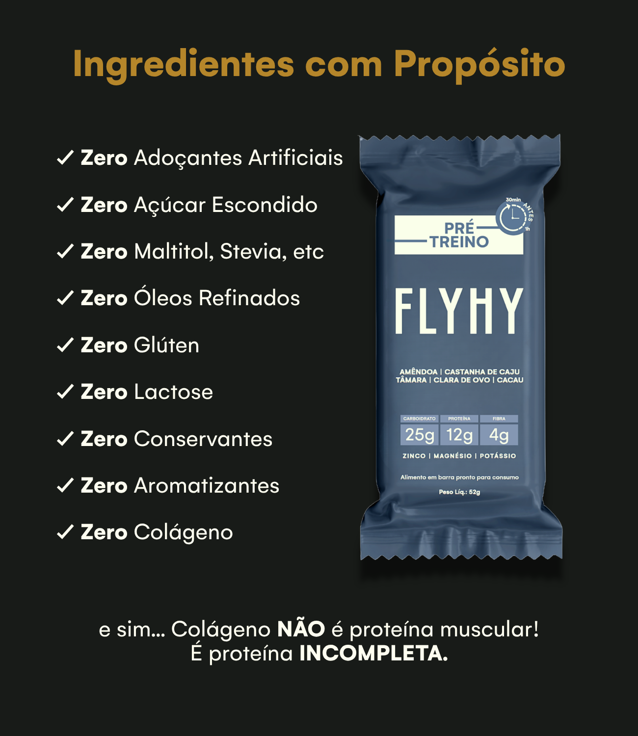 Barra de Proteína Natural – Amêndoa e Castanha - 12 unidades