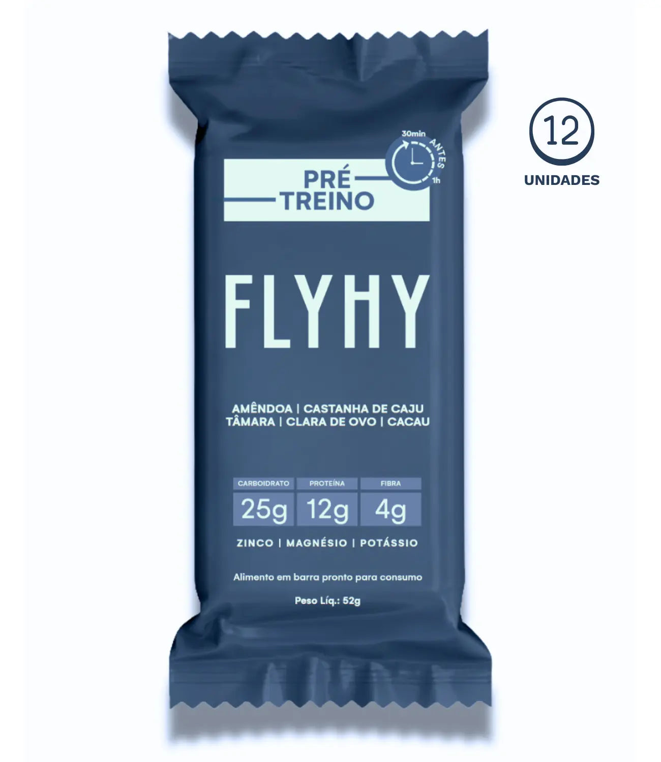 Barra de Proteína Natural – Amêndoa e Castanha - 12 unidades